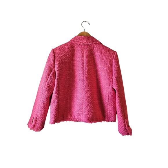Ann Taylor pink tweed jacket blazer sz 2 bright pink - Picture 4 of 8